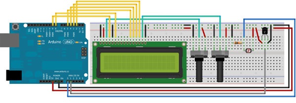 Arduino LCD Temperature Light Sensor